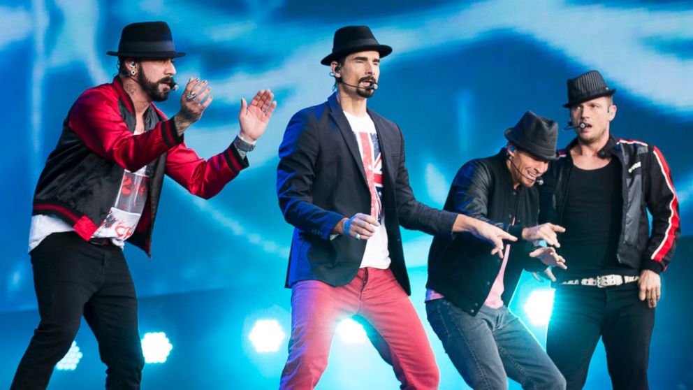 AJ McLean, Kevin Richardson, Brian Littrell and Nick Carter of The Backstreet Boys perform on stage at Hyde Park in London, England on July 6, 2014.