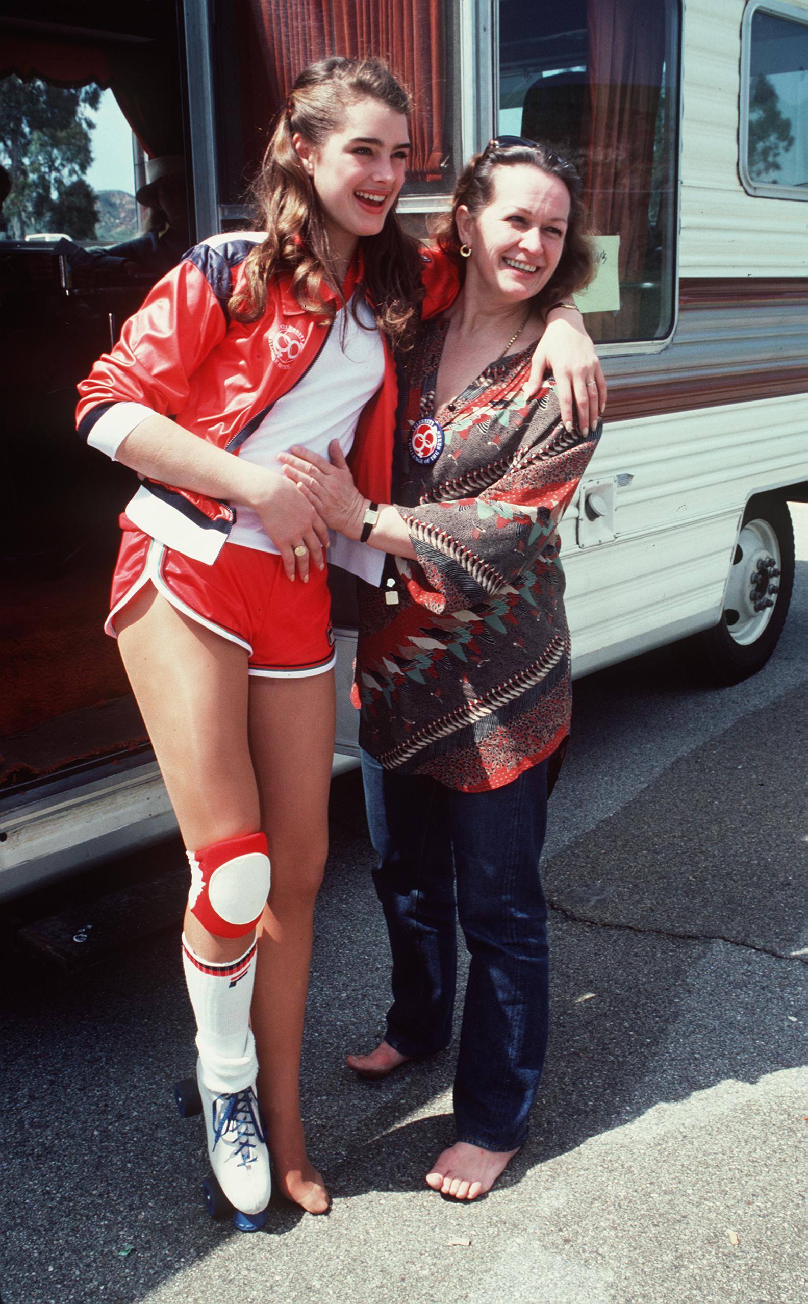 PHOTO: Brooke Shields and her mother Teri Shields are seen on the set of a television show in the 1980s.