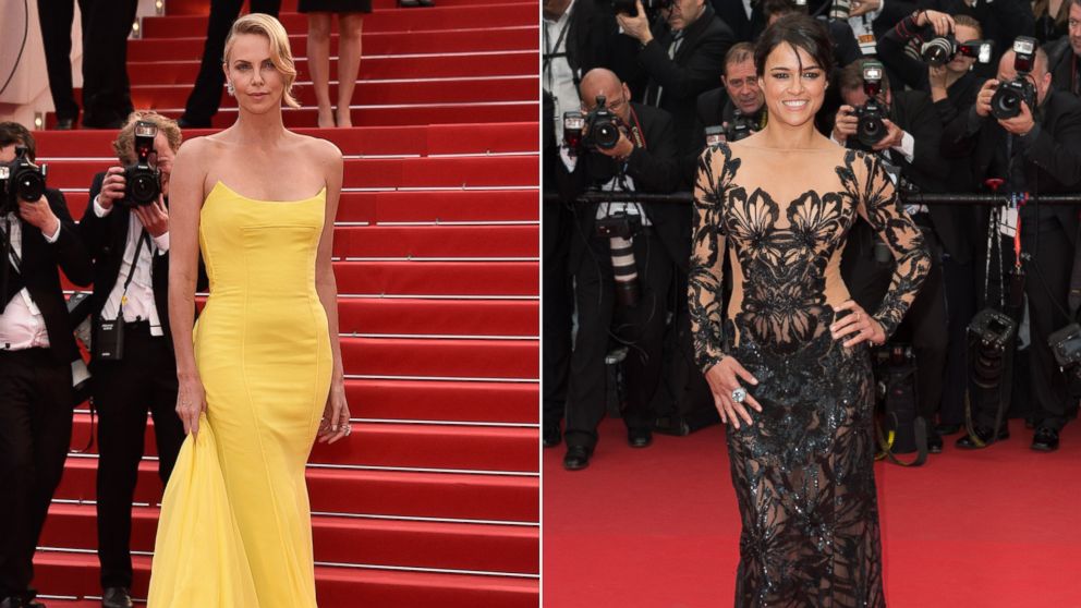 PHOTO: Charlize Theron and Michelle Rodriguez attend the "Mad Max : Fury Road"  Premiere during the 68th annual Cannes Film Festival on May 14, 2015 in Cannes, France.
