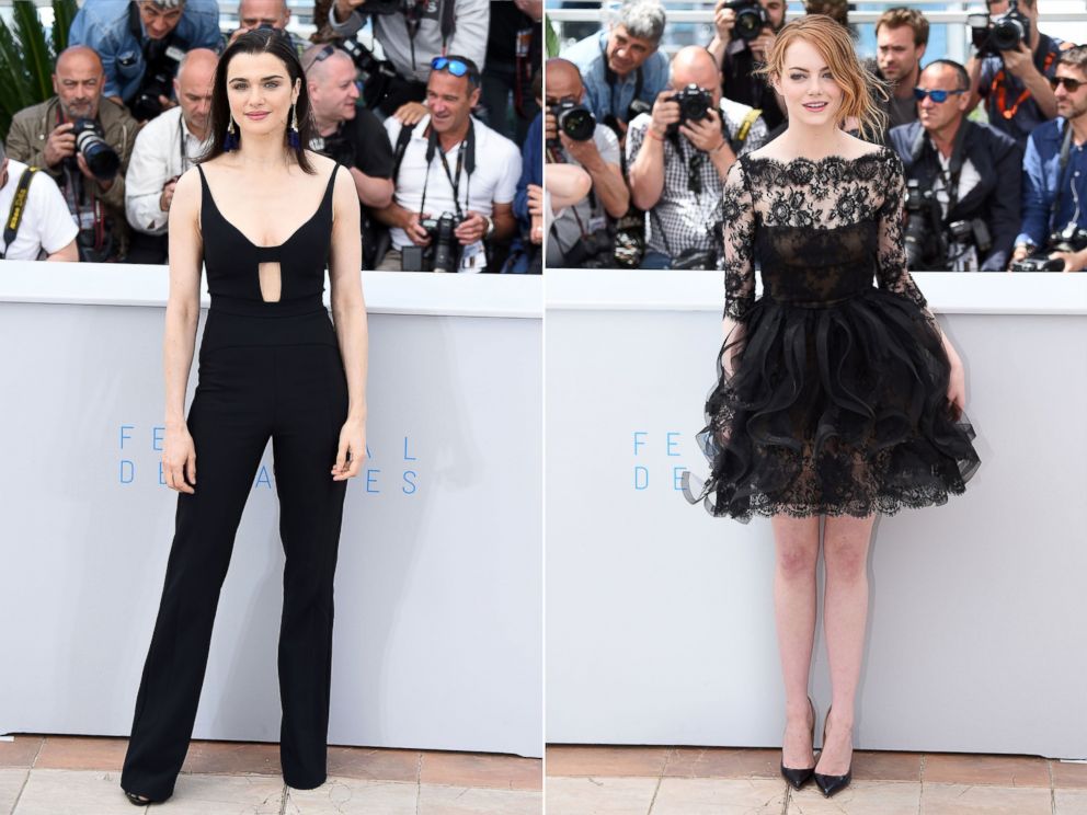 PHOTO: Rachel Weisz attends the "Lobster" photocall and Emma Stone attends the "Irrational Man" photocall during the 68th annual Cannes Film Festival on May 15, 2015 in Cannes, France.