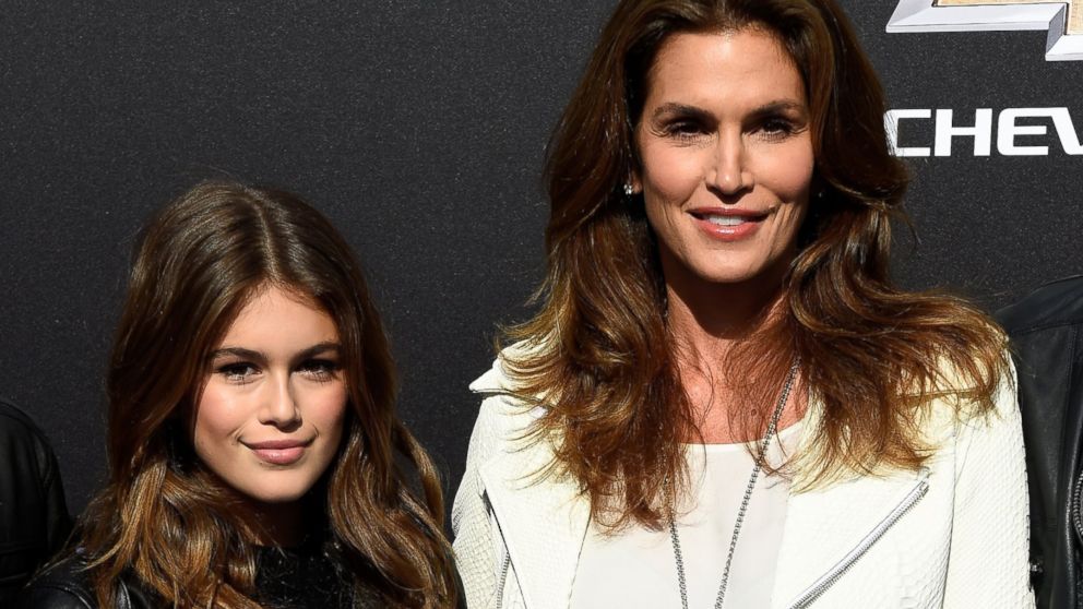 Kaia Gerber and Cindy Crawford attend the premiere of Disney's "Tomorrowland" on May 9, 2015 in Anaheim, Calif.