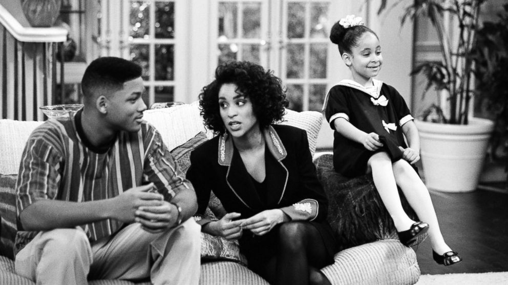 PHOTO: From the left, Will Smith as William 'Will' Smith, Karyn Parsons as Hilary Banks, Raven-Symone as Claudia in "The Fresh Prince of Bel-Air."