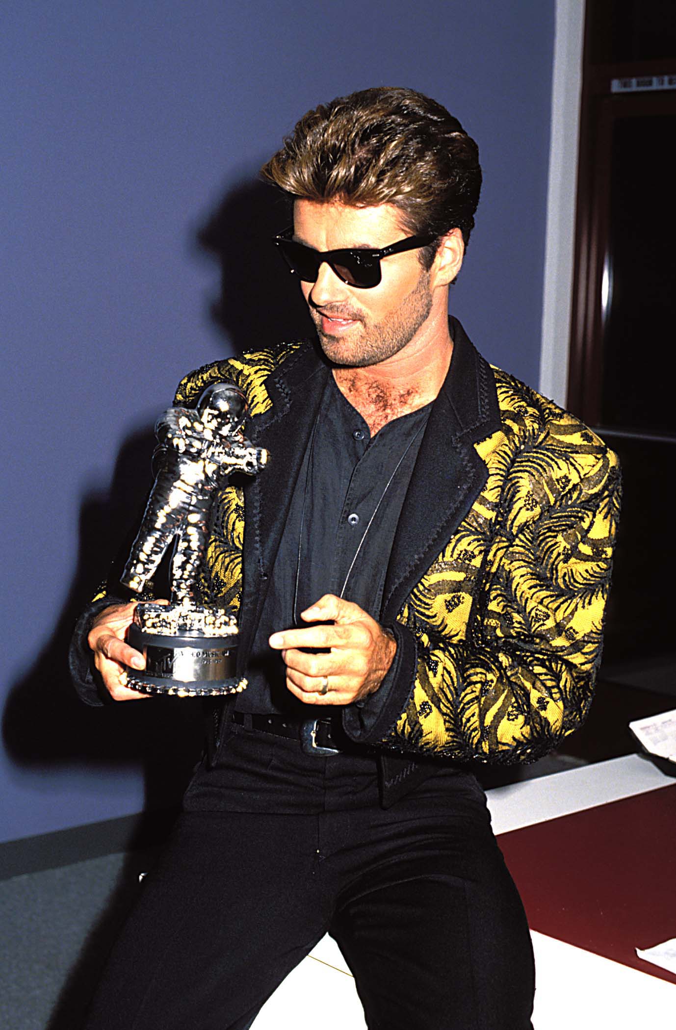 George Michael during the 1989 MTV Video Music Awards, in Los Angeles, Sept. 9, 1989.