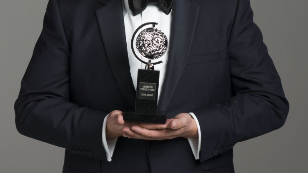Tony Awards host James Corden poses with a Tony award on May 6, 2016.