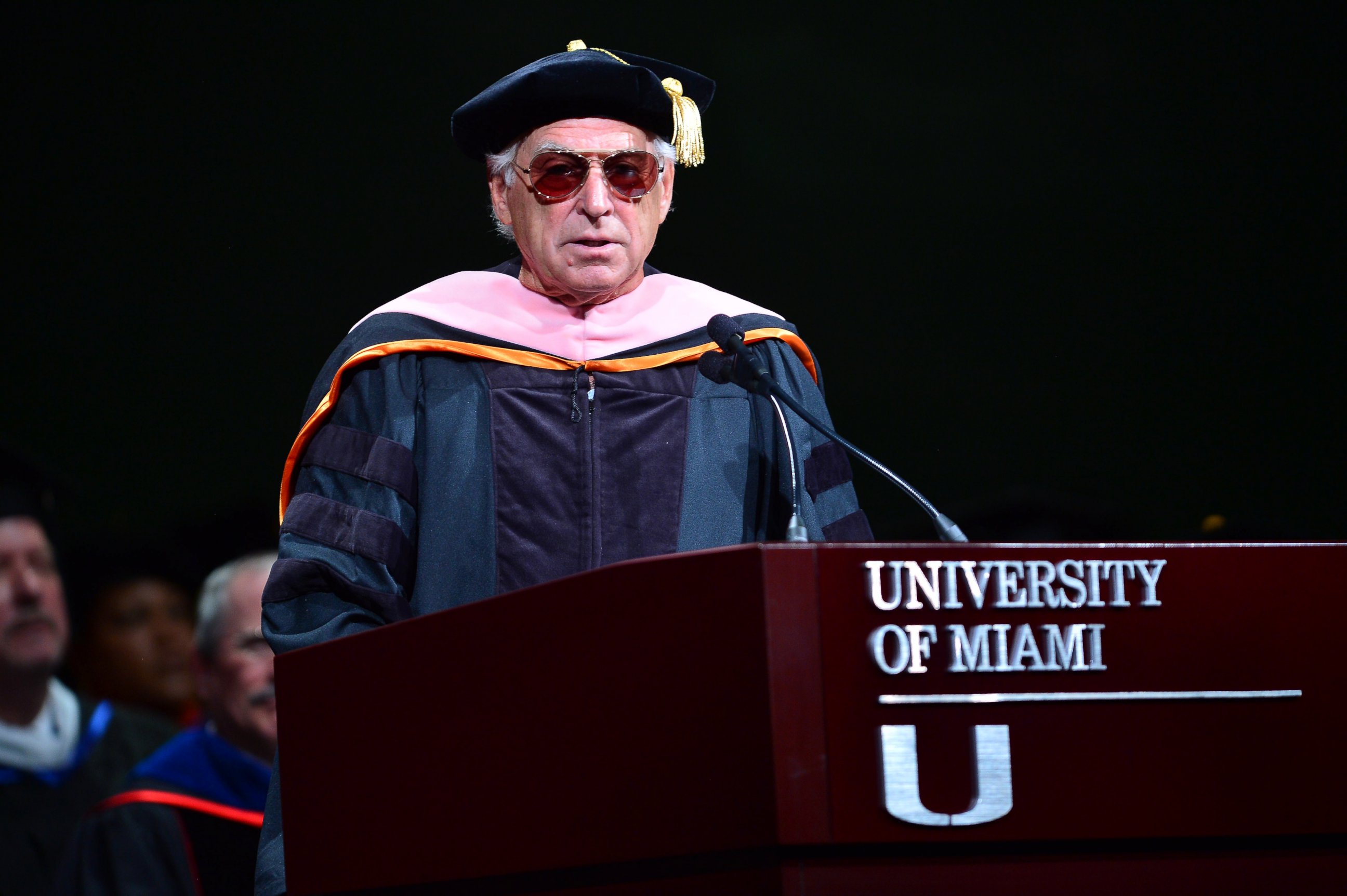 PHOTO: Jimmy Buffett attends and give a Commencement Speech At University Of Miami at BankUnited Center on May 8, 2015 in Coral Gables, Fla. 