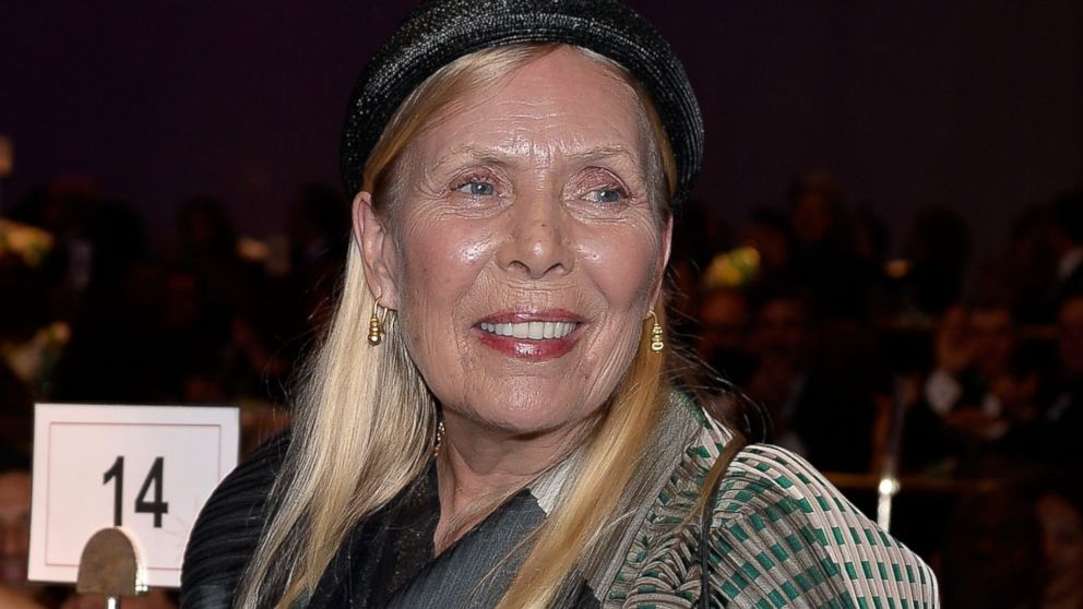 Joni Mitchell attends the a pre-Grammy party at The Beverly Hilton Hotel on Feb. 7, 2015 in Los Angeles.