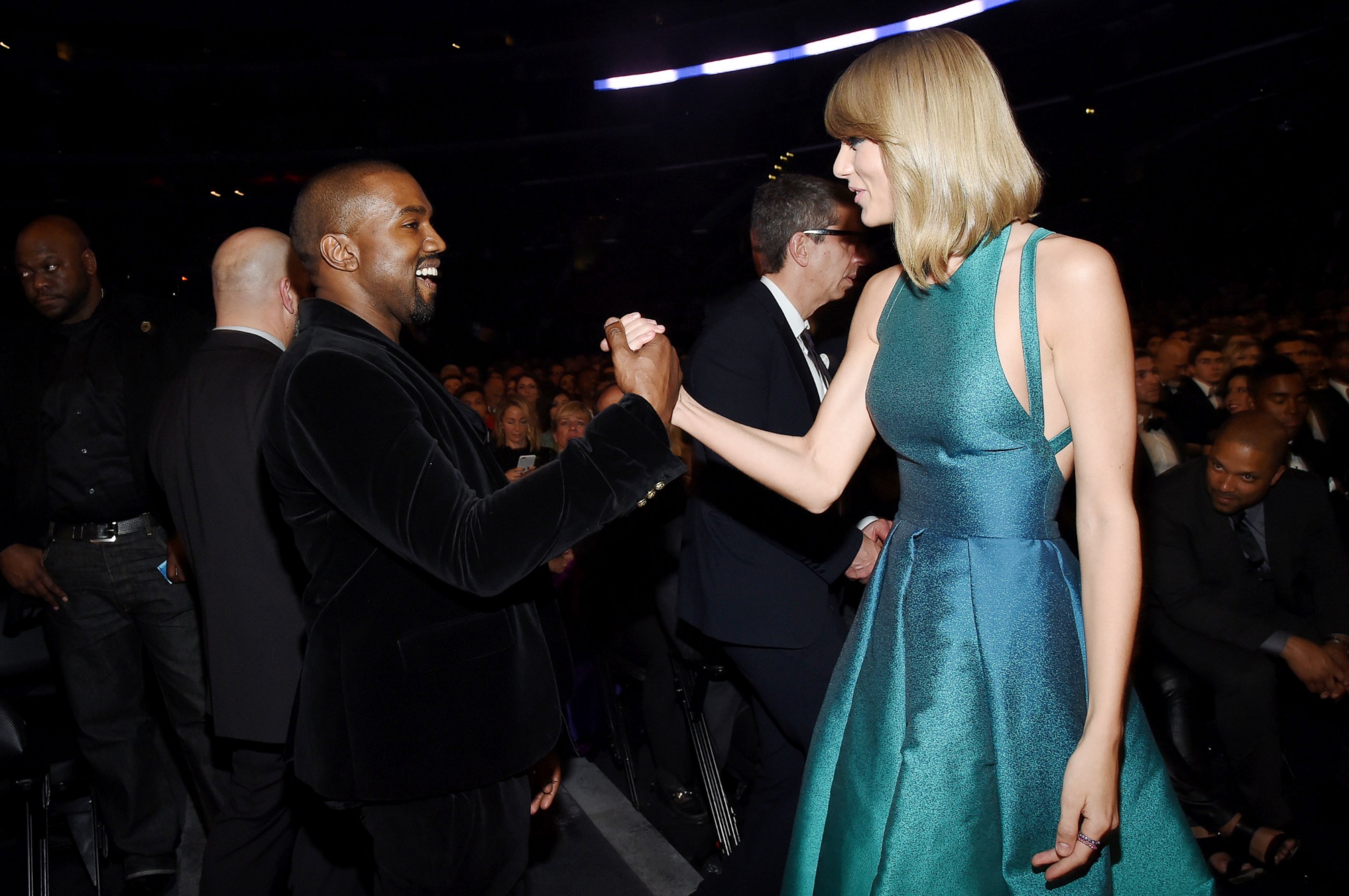 PHOTO: Recording Artists Kanye West and Taylor Swift attend The 57th Annual GRAMMY Awards on Feb. 8, 2015, in Los Angeles, Calif.