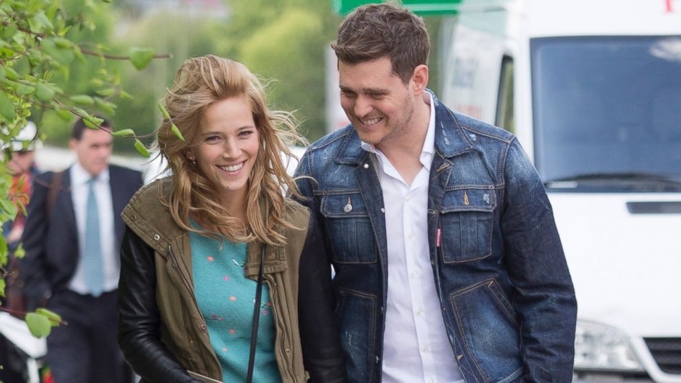 Michael Buble and Luisana Lopilato seen in Madrid, April 28, 2015.