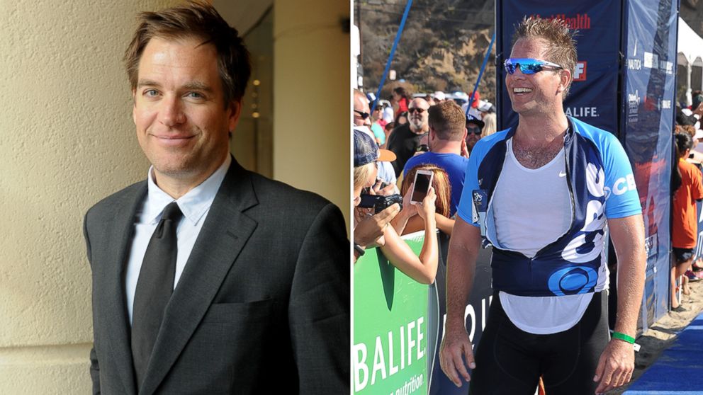 PHOTO: Michael Weatherly attends an event in Beverly Hills, Calif. on April 23, 2013 and finishes a triathlon in Malibu, Calif. on Sept. 14, 2014.