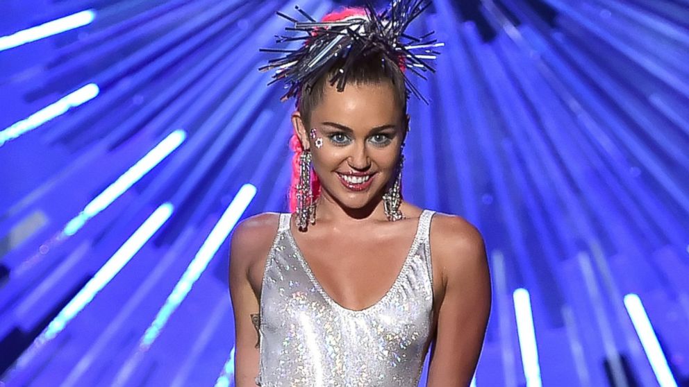 Miley Cyrus onstage during the 2015 MTV Video Music Awards, Aug. 30, 2015, in Los Angeles.