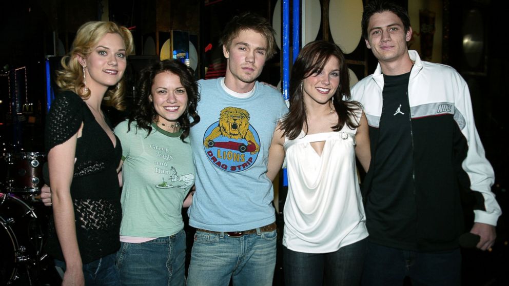 The cast of "One Tree Hill", Hilarie Burton, Chad Michael Murray, Sophia Bush, Bethany Joy Lenz, and James Lafferty  on MTV's Total Request Live held on Jan. 16, 2004 in New York City.
