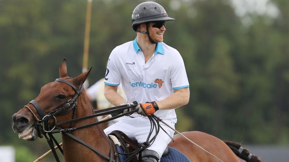 Prince Harry is seen participating in the Sentebale Royal Salute Polo Cup on May 4, 2016 in Wellington, Florida.