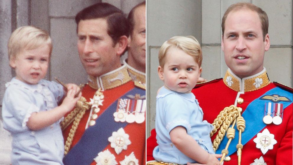 PHOTO: From left, Prince Charles and Prince William on June 16, 1984 and Prince William and Prince George on June 13, 2015.