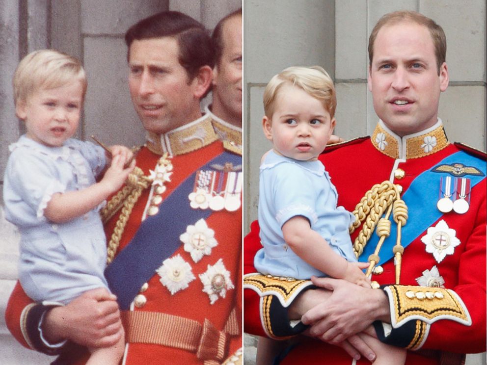 PHOTO: From left, Prince Charles and Prince William on June 16, 1984 and Prince William and Prince George on June 13, 2015.