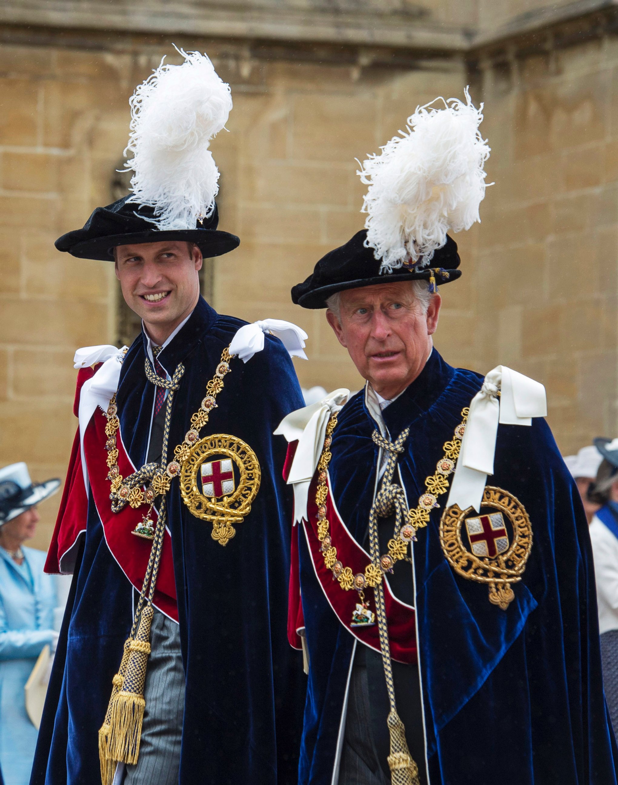 PHOTO: Prince William, Duke of Cambridge and Prince Charles, Prince of Wales arrive to attend the Most Noble Order of the Garter Ceremony on June 16, 2014 in Windsor, England.