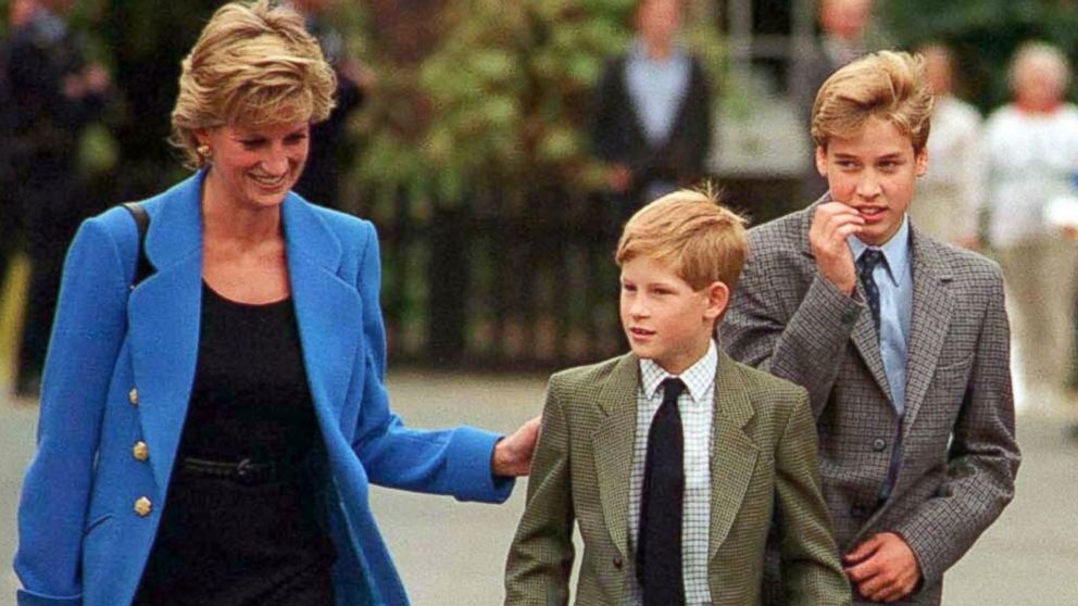 Prince William arrives with Diana, Princess of Wales and Prince Harry for his first day at Eton College on  Sept. 16, 1995 in Windsor, England.