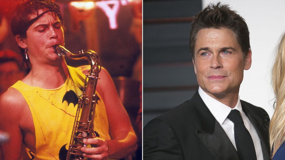 PHOTO: Rob Lowe plays saxophone in a scene from "St. Elmo's Fire," and attends the Vanity Fair Oscar Party on Feb. 22, 2015 in Beverly Hills, Calif.
