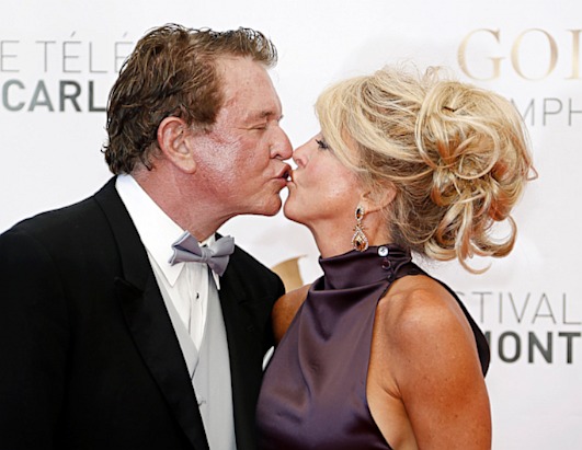 View Tom Berenger kisses his wife during the closing ceremony of the 53rd M...