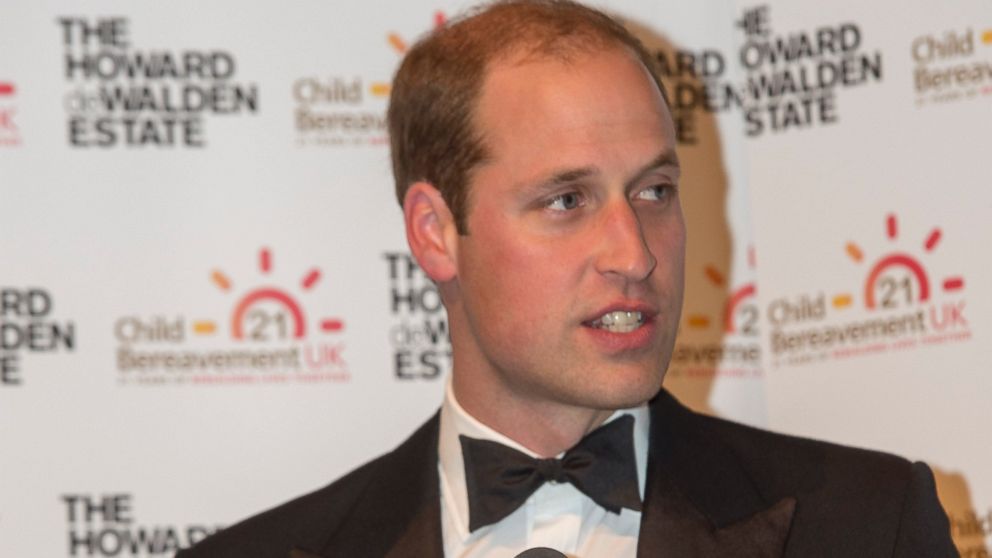 Prince William makes a speech as he attends the charity's 21st Birthday Dinner to honor its work helping families to rebuild their lives after the devastation of child bereavement on Oct. 15, 2015 in London.