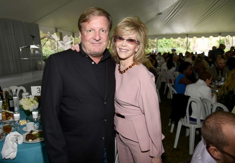 PHOTO: Ronald Burkle (L) and host Jane Fonda attend The Rape Foundation?s Annual Brunch at Greenacres on September 28, 2014 in Beverly Hills, California.