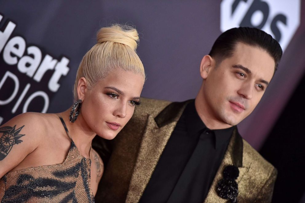 PHOTO: Halsey and G-Eazy attend the 2018 iHeartRadio Music Awards at the Forum, March 11, 2018, in Inglewood, Calif. 