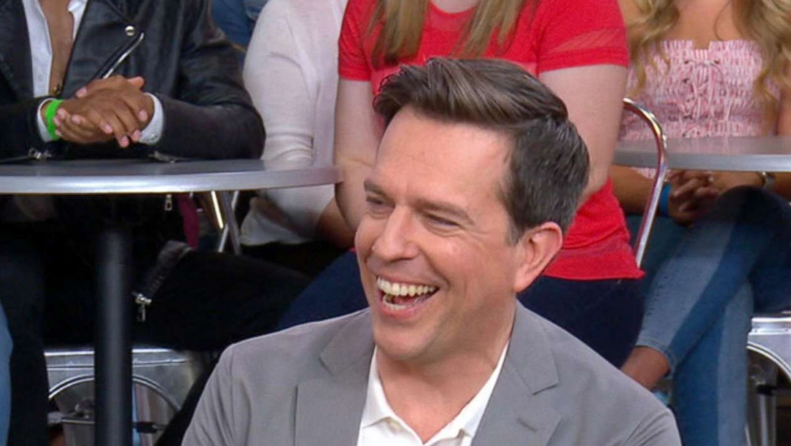 PHOTO: Jon Hamm and Ed Helms on "Good Morning America," June 13, 2018, in New York City.