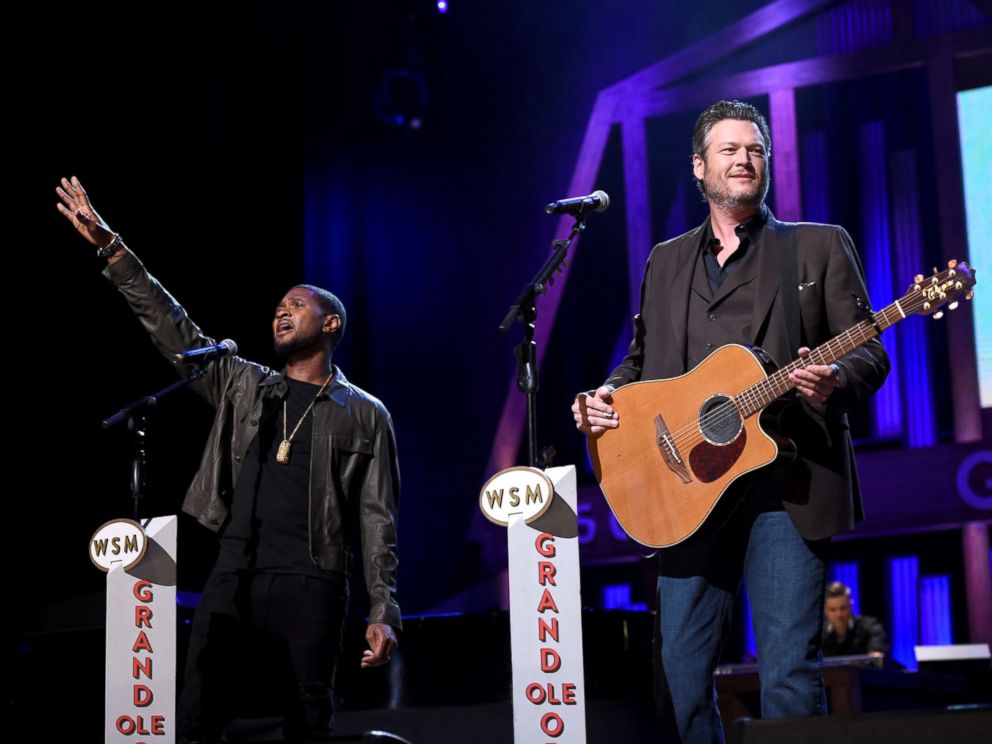 PHOTO: Usher and Blake Shelton perform onstage during Hand in Hand: A Benefit for Hurricane Relief at the Grand Ole Opry House on Sept. 12, 2017 in Nashville, Tenn.