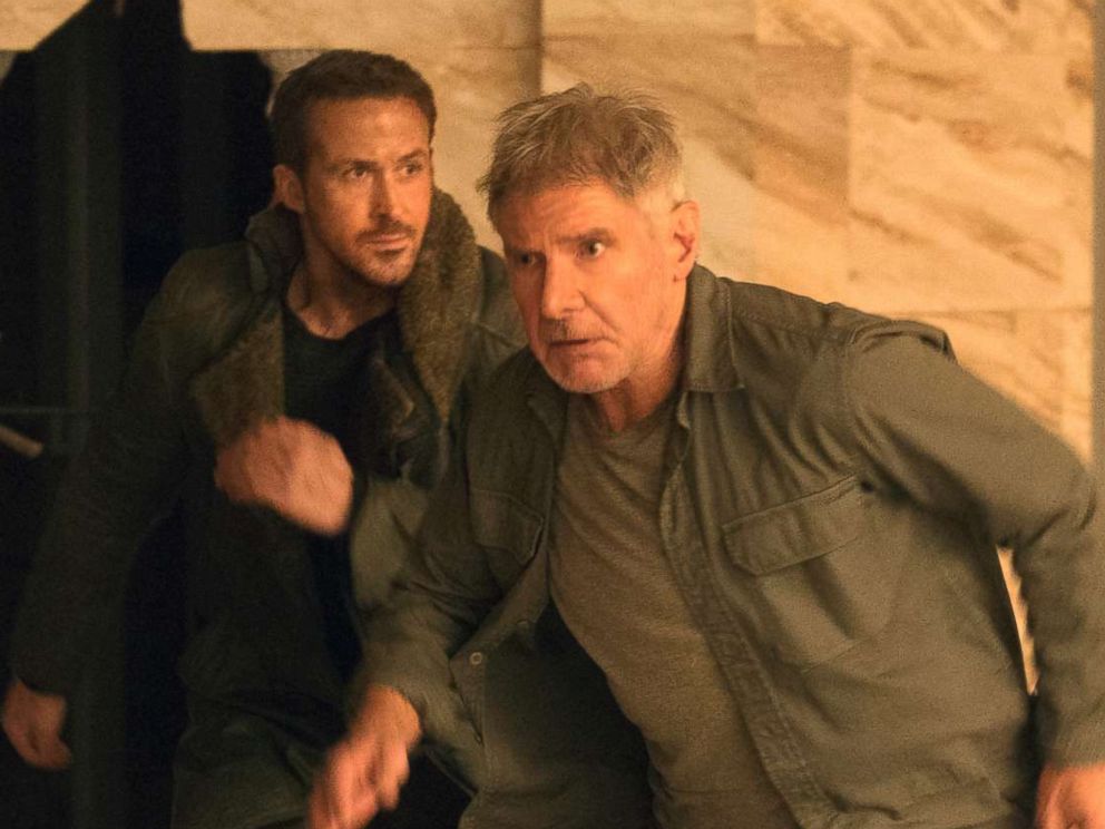PHOTO: This image released by Warner Bros. Pictures shows Ryan Gosling, left, and Harrison Ford in a scene from "Blade Runner 2049."