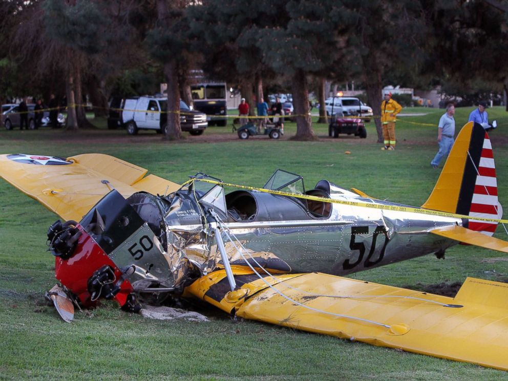 PHOTO: A general view at the Penmar Golf Course after a single-engine plane piloted by actor Harrison Ford crashed on March 5, 2015 in Venice, California.