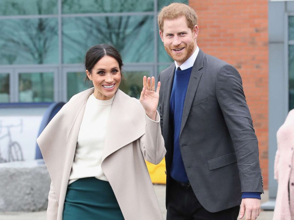 PHOTO: Meghan Markle and Prince Harry depart from Catalyst Inc, Northern Irelands next generation science park, March 23, 2018, in Belfast, Northern Ireland.