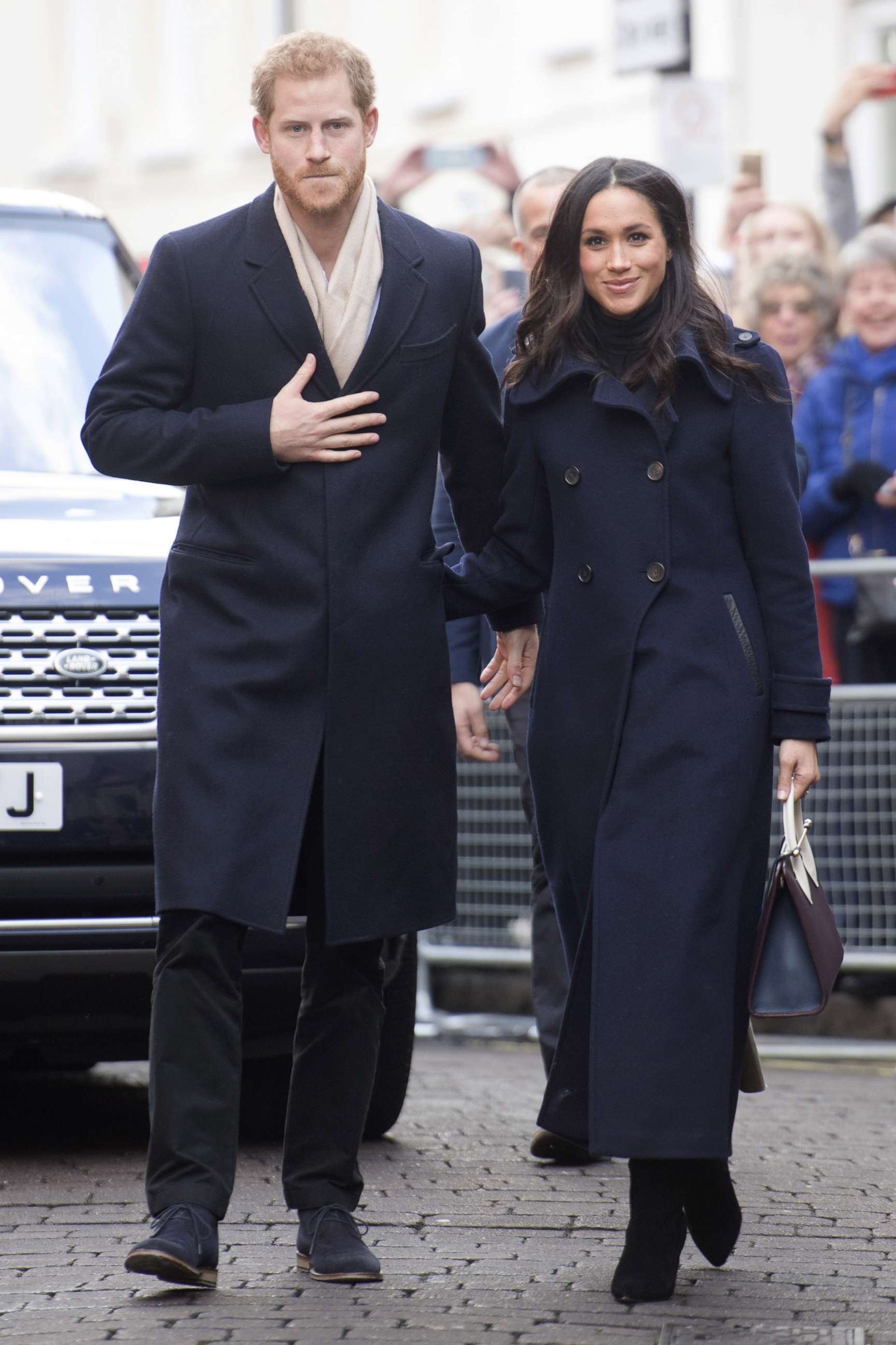 PHOTO: Prince Harry and his fiancee, Meghan Markle, visit Nottingham for their first official public engagement together, Dec. 1, 2017, in Nottingham, England.  