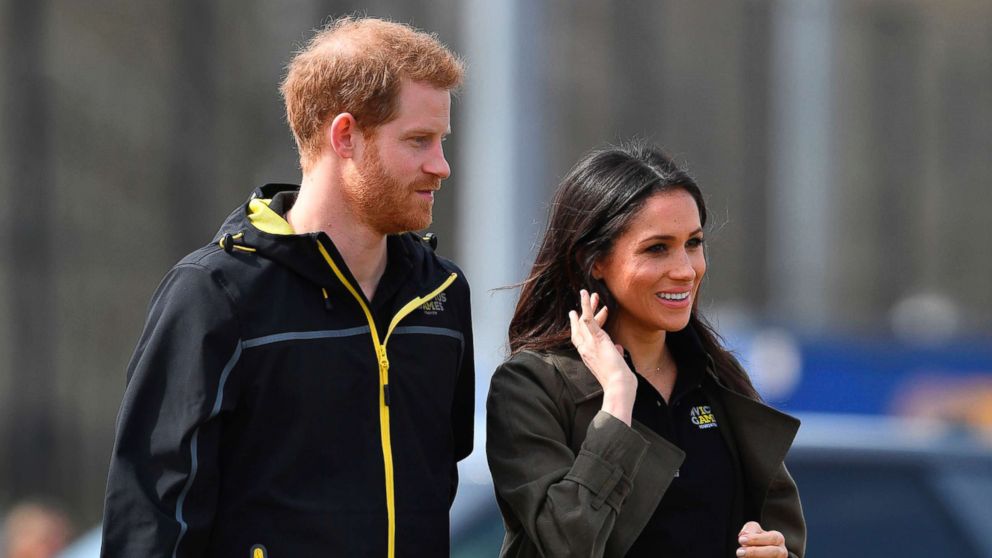 PHOTO: Britain's Prince Harry and his fiancee actress Meghan Markle arrive to meet participants at the UK team trials for the Invictus Games Sydney 2018 at the University of Bath Sports Training Village in Bath, England, April 6, 2018.