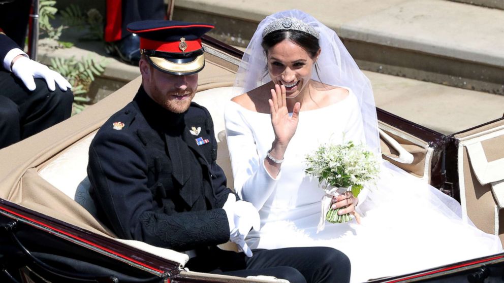 PHOTO: Prince Harry and Meghan Markle leave St George's Chapel in Windsor Castle after their wedding in Windsor, Britain, May 19, 2018.