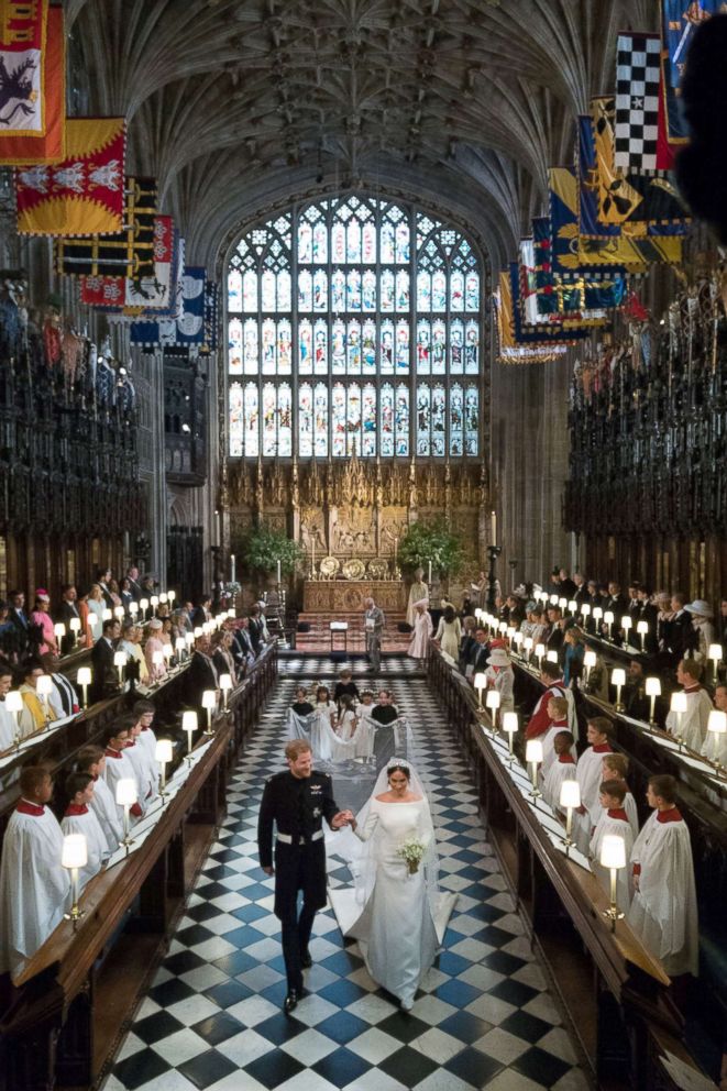 PHOTO: Prince Harry and Meghan Markle leave St George's Chapel at Windsor Castle after their wedding in Windsor, May 19, 2018.