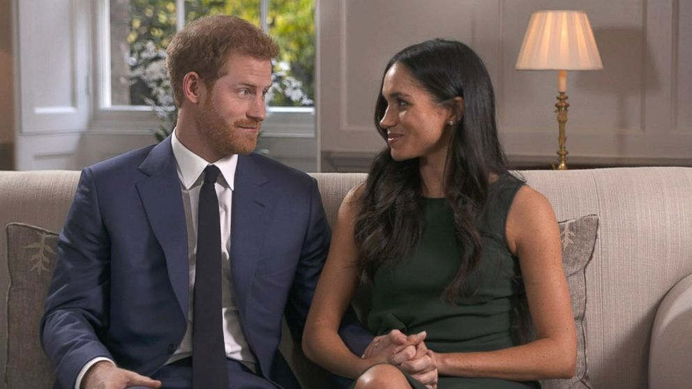 Britain's Prince Harry and his fiancee, U.S. actress Meghan Markle give their first interview following their engagement, Nov. 27, 2017. 