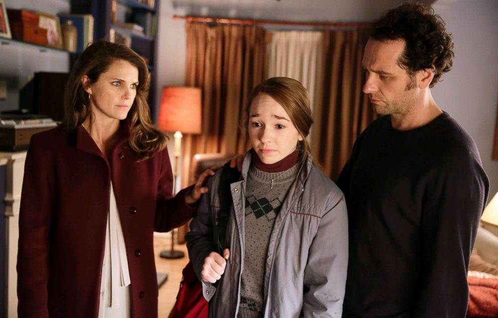 PHOTO: Keri Russell, as Elizabeth Jennings, Holly Taylor, as Paige Jennings, and Matthew Rhys as Philip Jennings, in a scene from "The Americans."
