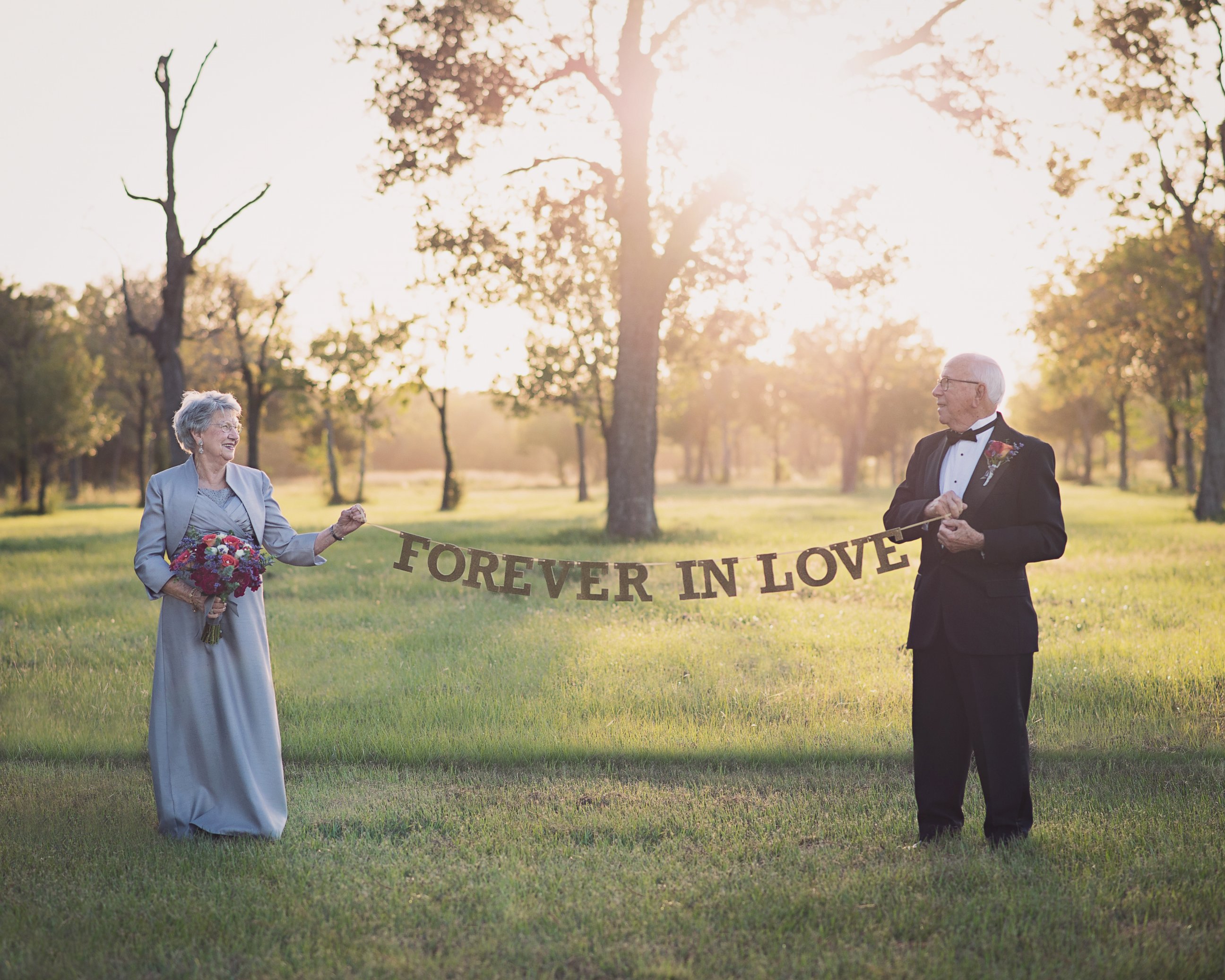 PHOTO: Ferris and Margaret Romaire, of Morgan City, Louisiana, marked their 70th wedding anniversary with a photo shoot.