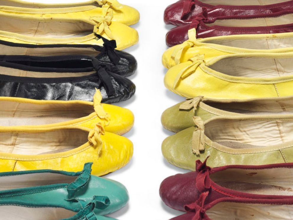 PHOTO: A selection of Hepburn's ballet pumps in a variety of colors will go up for sale at Christie's auction.