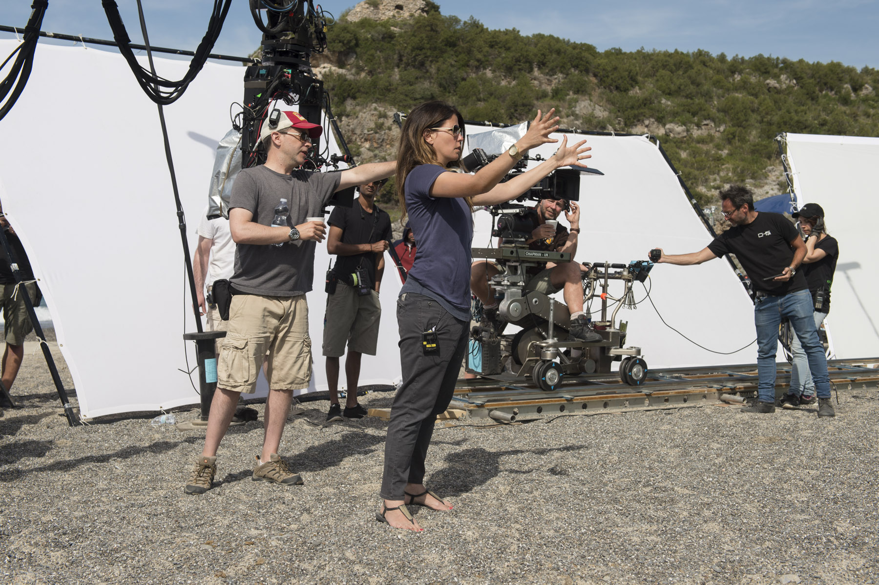 PHOTO: The director of photography for Wonder Woman shares photos from the set. Director Patty Jenkins is seen on set in this photograph. 