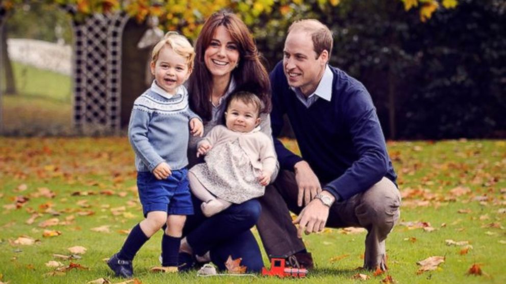 Kate and William pose for a Christmas card with George and Charlotte.