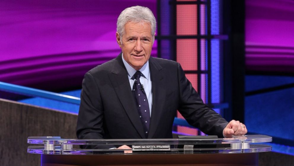Alex Trebek is seen on the set of Jeopardy! in 2013.