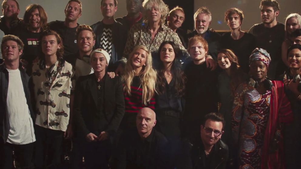 PHOTO: A re-recorded version of "Do They Know It's Christmas?" featuring pop stars including Bono, Ellie Goulding, One Direction, and Ed Sheeran, will raise funds for the fight against Ebola.