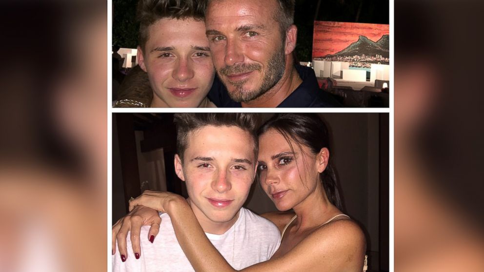 Brooklyn Beckham posted this photo with his parents to Instagram, Jan. 2, 2015, with the caption: "Great new year party with family and friends"