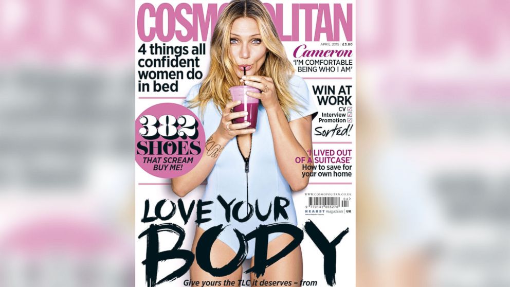 Cameron Diaz appears on the cover of the April 2015 issue of Cosmo UK. 