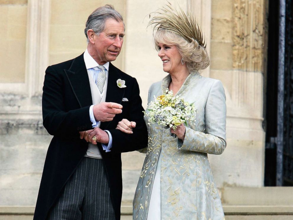 PHOTO: Prince Charles, and Camilla leave the Service of Prayer and Dedication blessing their marriage at Windsor Castle on April 9, 2005 in Berkshire, England.