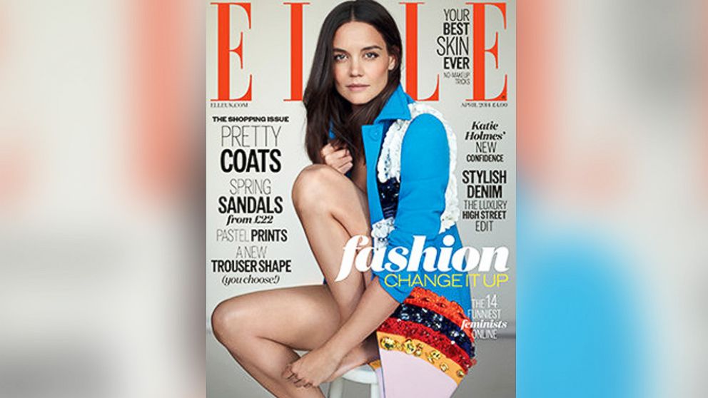 Katie Holmes appears on the cover of ELLE UK's April 2014 issue. 