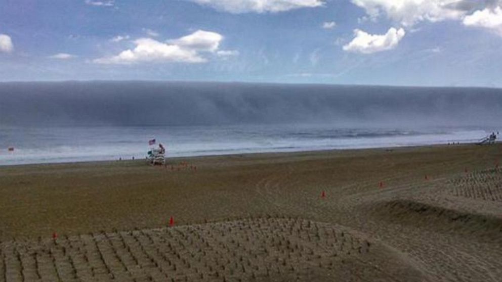 A menacing-looking fog bank appeared off of the coast of New Jersey on Sunday. 