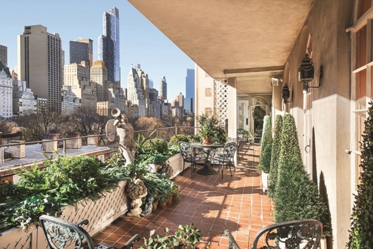 PHOTO: A view of one of two terraces at the 1 East 62nd St. penthouse in New York City. Joan Rivers' former residence is on the market for $28 million.