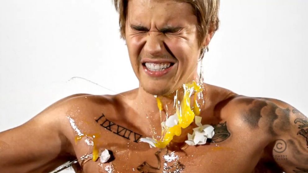 Justin Bieber is pelted with eggs in a promotional spot for the forthcoming "Comedy Central Roast of Justin Bieber" released by Comedy Central on Feb. 17, 2015.