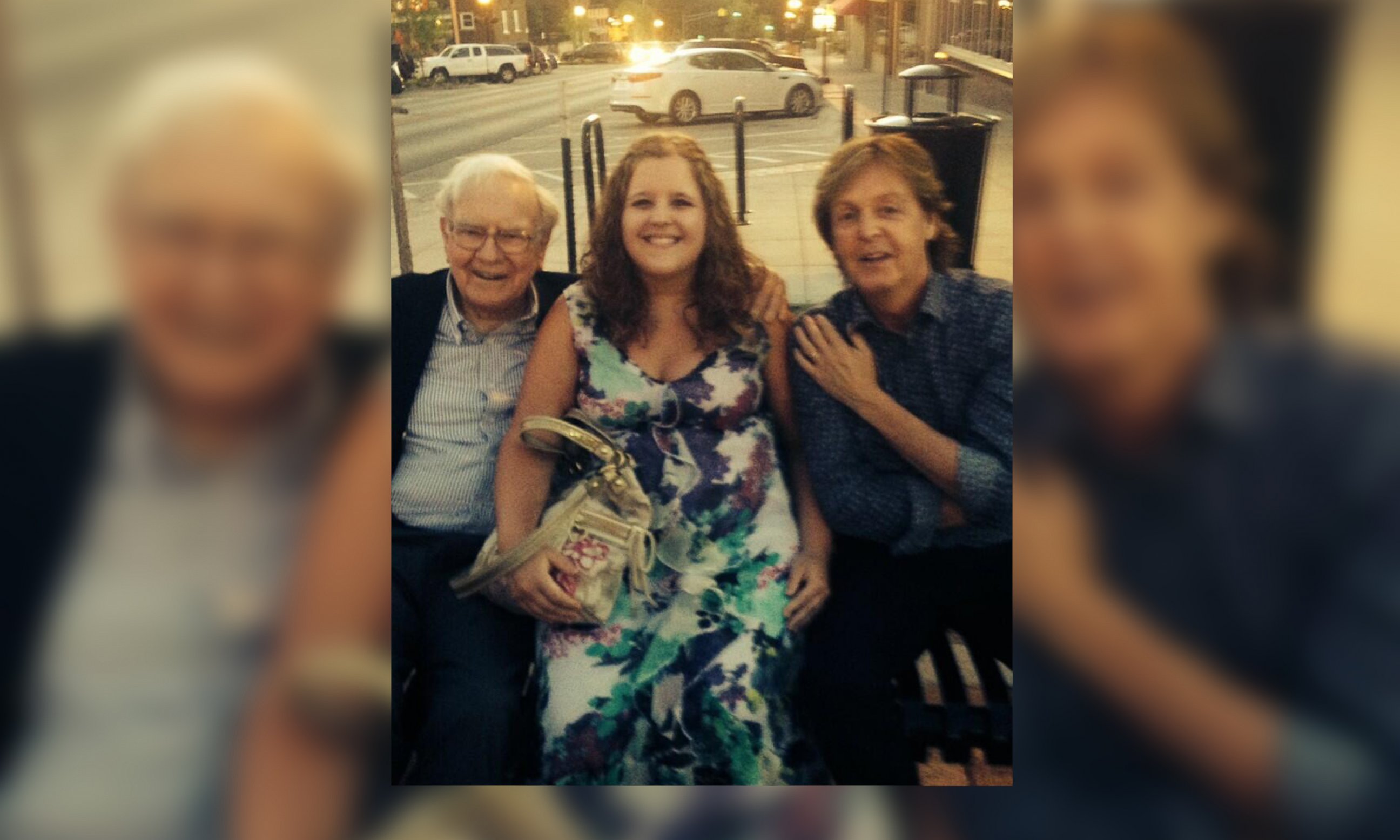 PHOTO: Katy Clarke of Nebraska posted this image of herself with Warren Buffett and Sir Paul McCartney to her Twitter account on July 13, 2014.